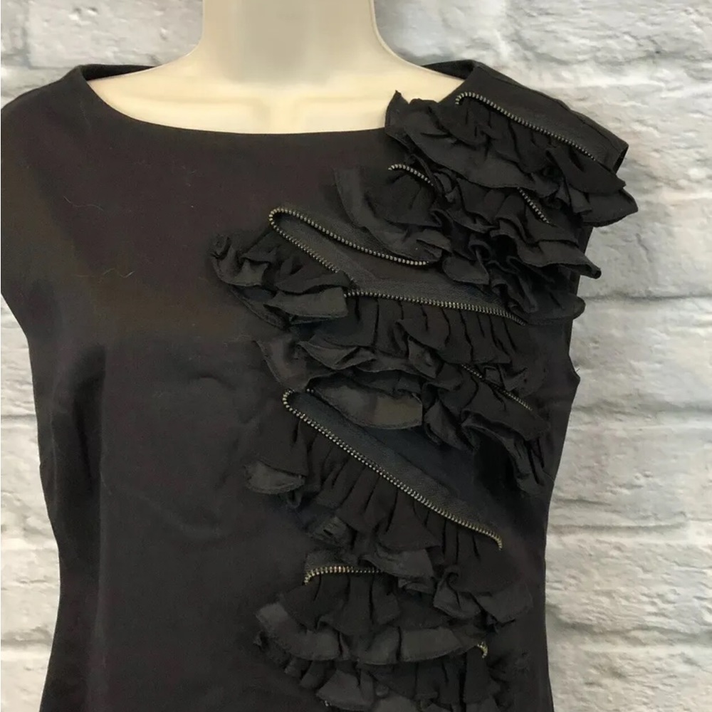 Mint Velvet Women's Size UK 10 US 8 Black Zipper Ruffle Detail Event Dress - Picture 6 of 6